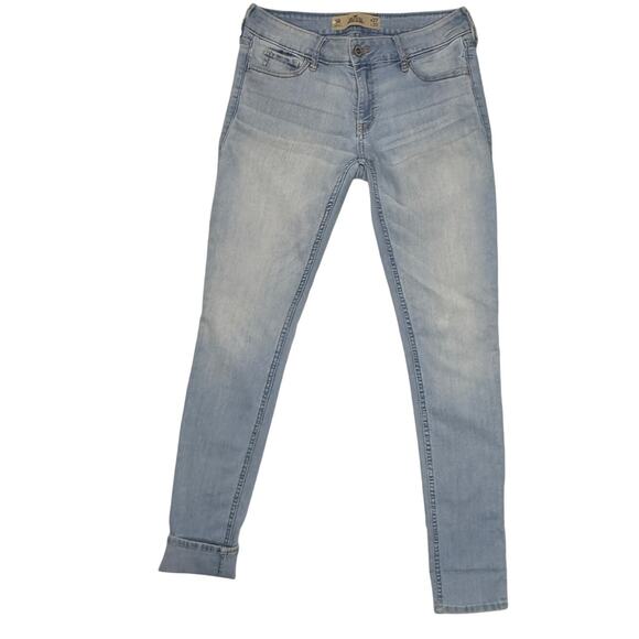 Hollister Super Skinny Mid Rise Jeans Women Sz 5 W27 Blue Light Wash Stretch - Picture 1 of 10